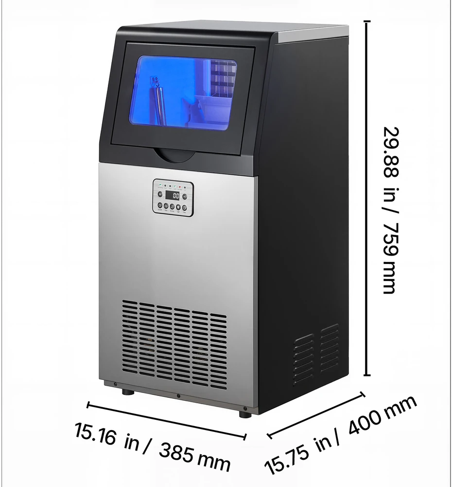 VEVOR Kompaktiška ledo gaminimo mašina 45 kg/24h, 14 kg talpa