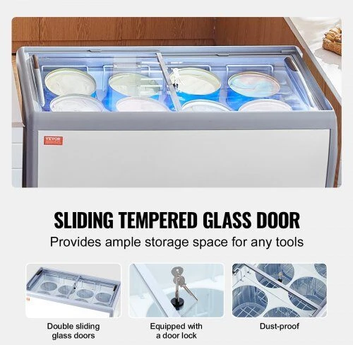 VEVOR 370 L ledų vitrina ir šaldiklis