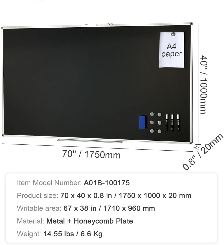 VEVOR Juoda lenta su aliuminio rėmu 175 x 100 cm