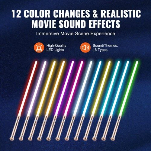 VEVOR Šviesos kardas su 12 RGB spalvų ir garsu