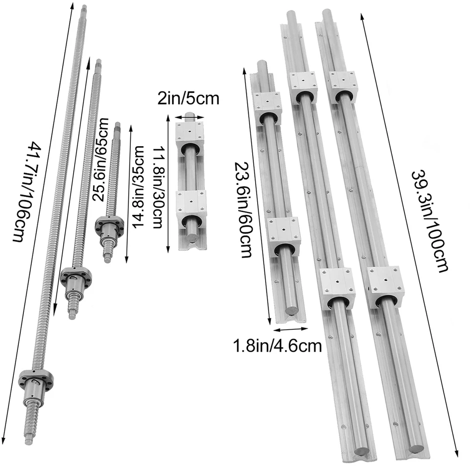 VEVOR SBR20 bėgių ir sriegių rinkinys CNC naudojimui