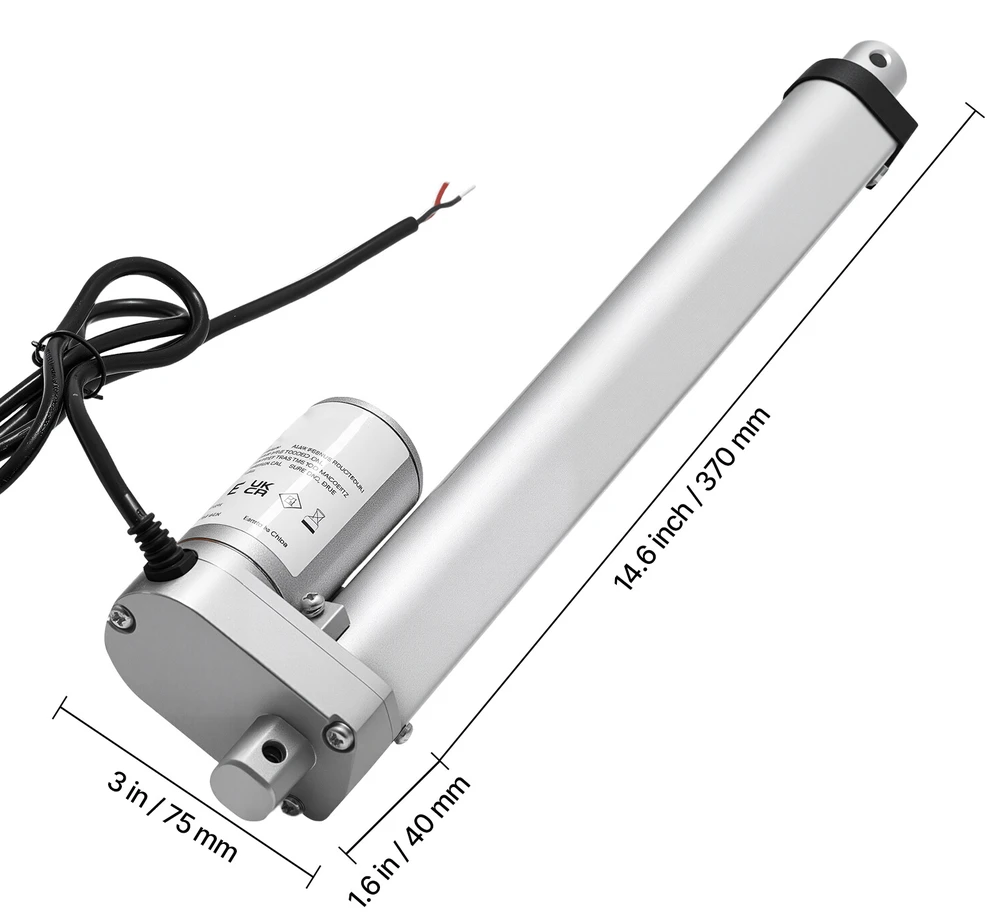VEVOR 12V linijinis pavaras, 250mm eiga 15mm/s, 1000N