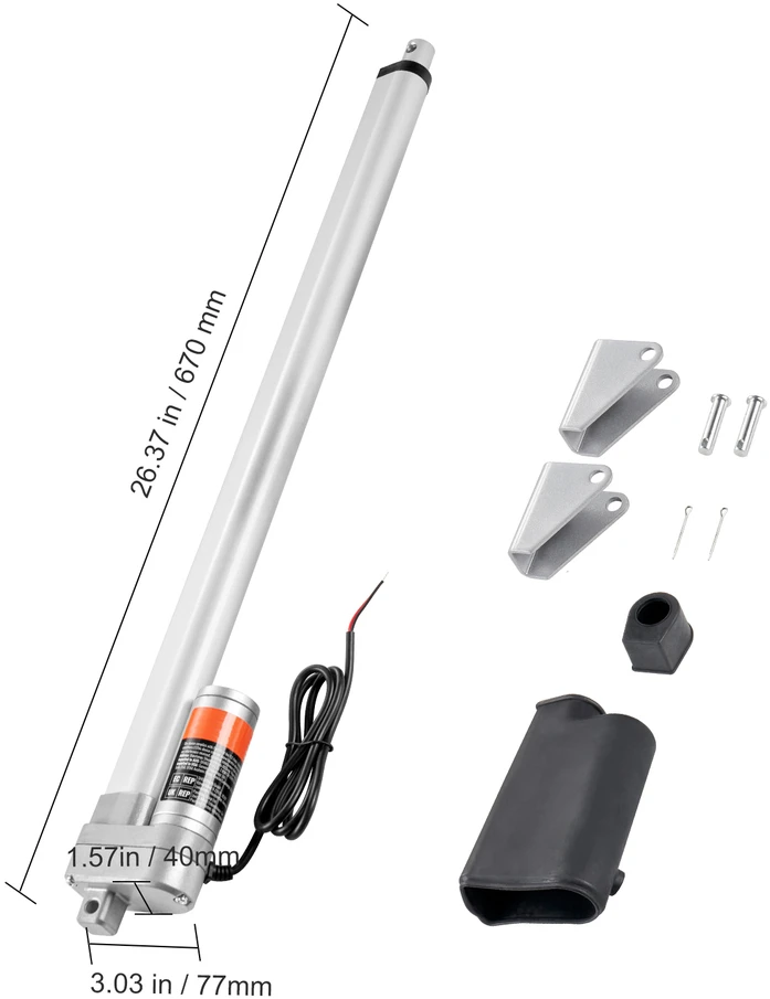 VEVOR 12V 500mm linijinis pavaras IP65 3000N