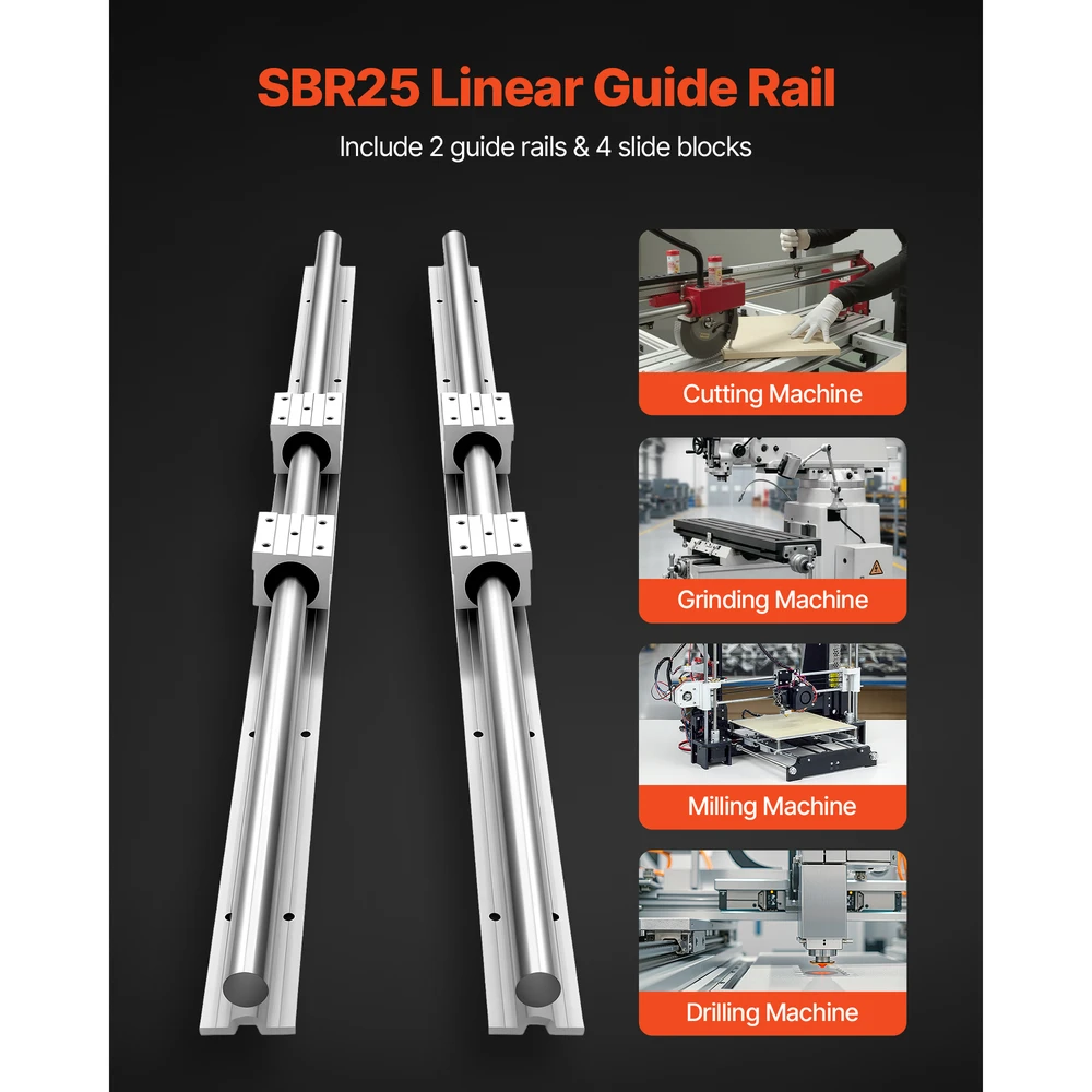 VEVOR Linijinių bėgių rinkinys SBR25 1200 mm
