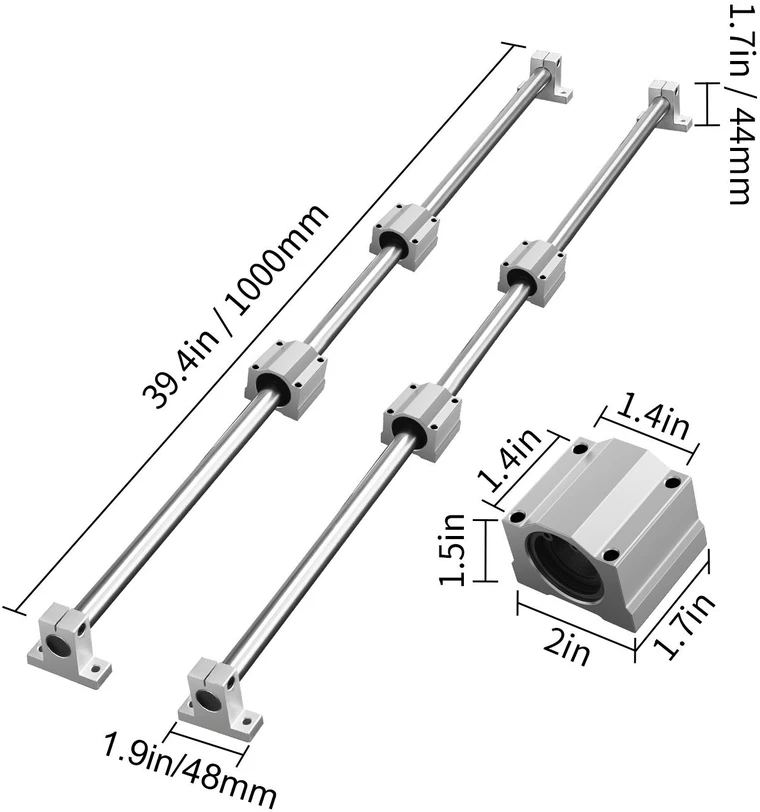 VEVOR Linijinio kreiptuvo komplektas, SFC16, 1000 mm