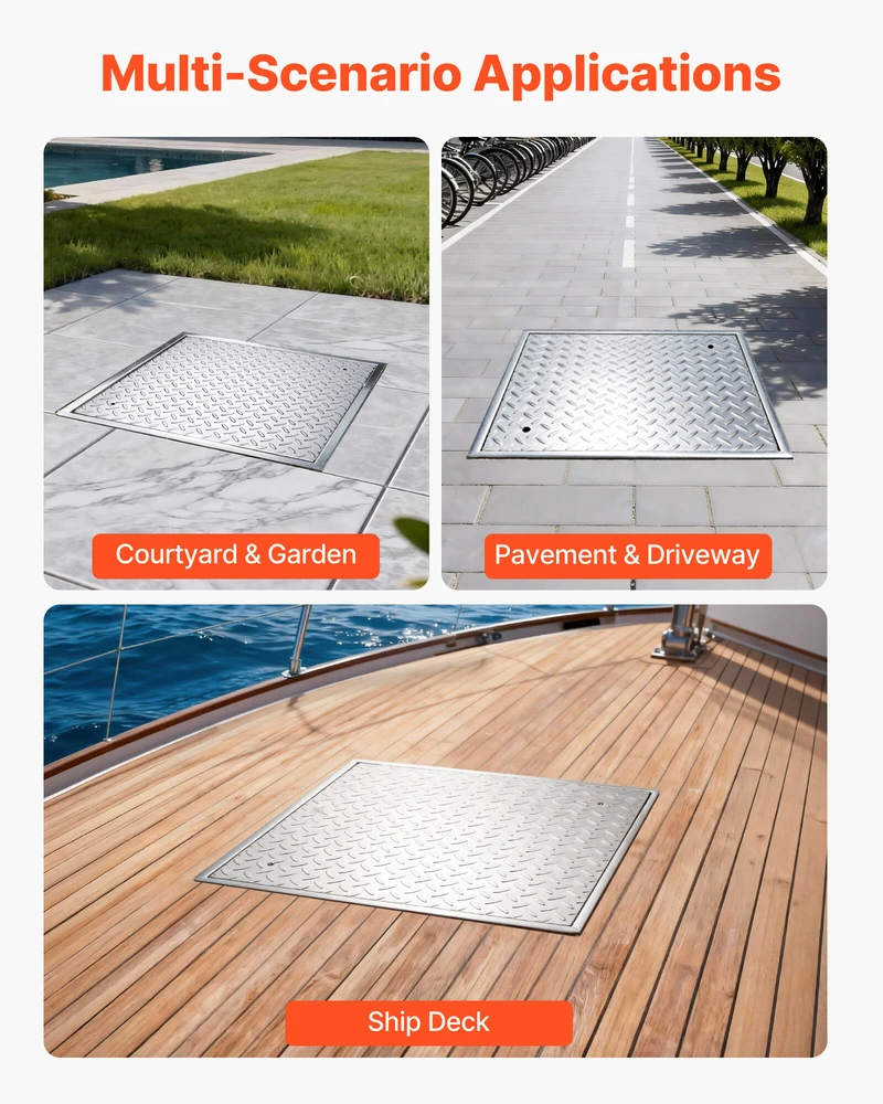 VEVOR Kvadratinis šulinio dangtis su rėmu 500x500mm