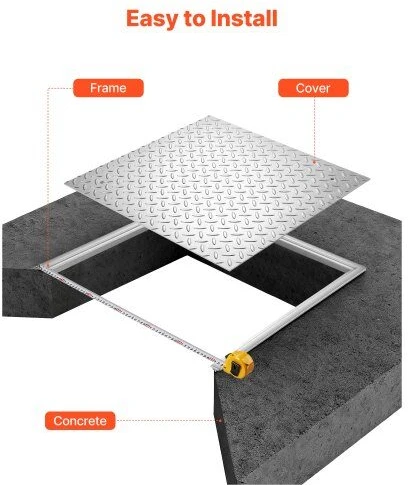VEVOR Kvadratinis šulinio dangtis su rėmu 500x500mm