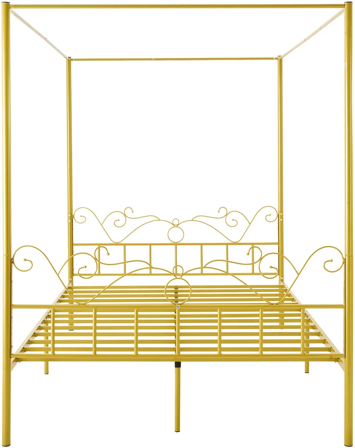 VEVOR Lovos rėmas su baldakimu 160x200, metalinė lova su galvūgaliu, moderni lova su užuolaidomis, dvigulė lova 160 cm, auksinė lova