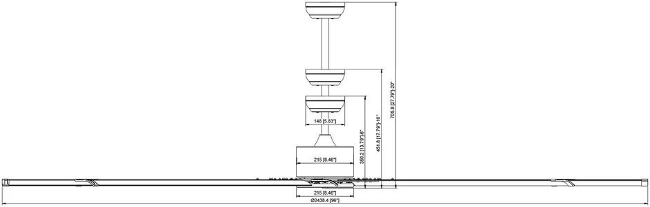 VEVOR 244 cm aliumininis ventiliatorius be šviesos