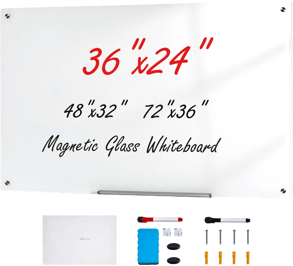 VEVOR Magnetinė stiklinė rašymo lenta 900 x 600 mm