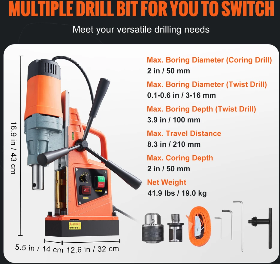 VEVOR Magnetinė gręžimo staklės 1550W 500 RPM