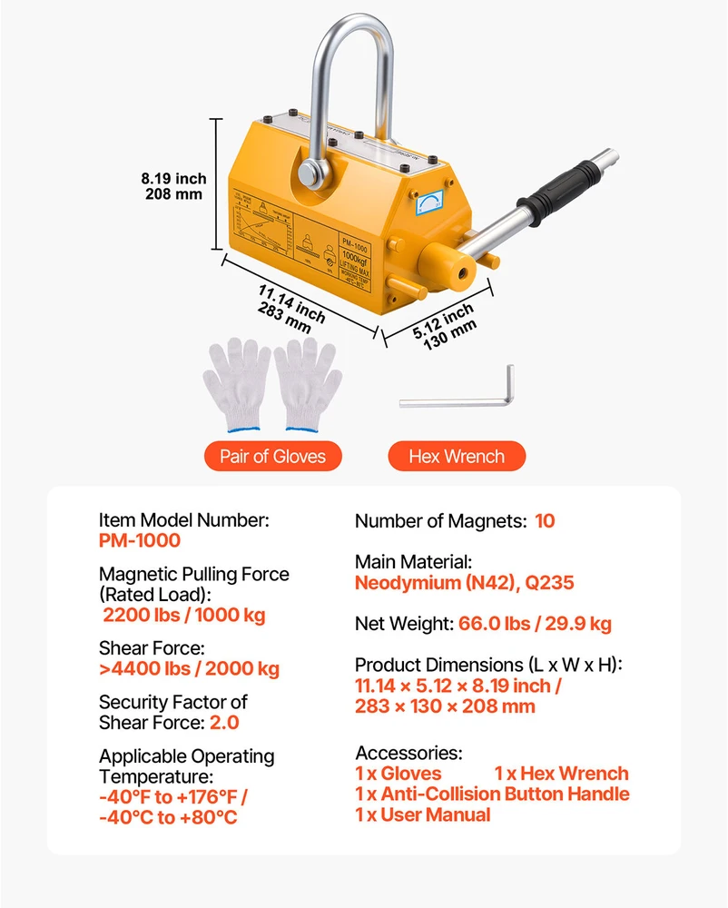 VEVOR Neodimio magnetinis keltuvas 1000 kg