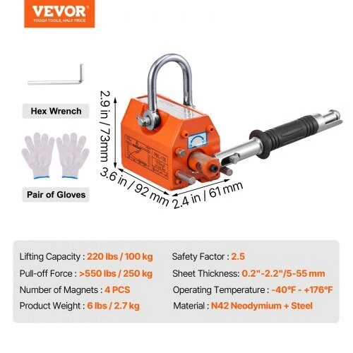 VEVOR Magnetinis keltuvas 100 kg kėlimo talpa