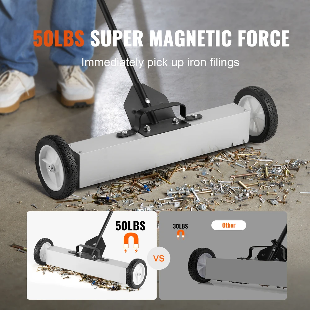 VEVOR 50 lb ritinėjamas magnetinis valytuvas su ratais