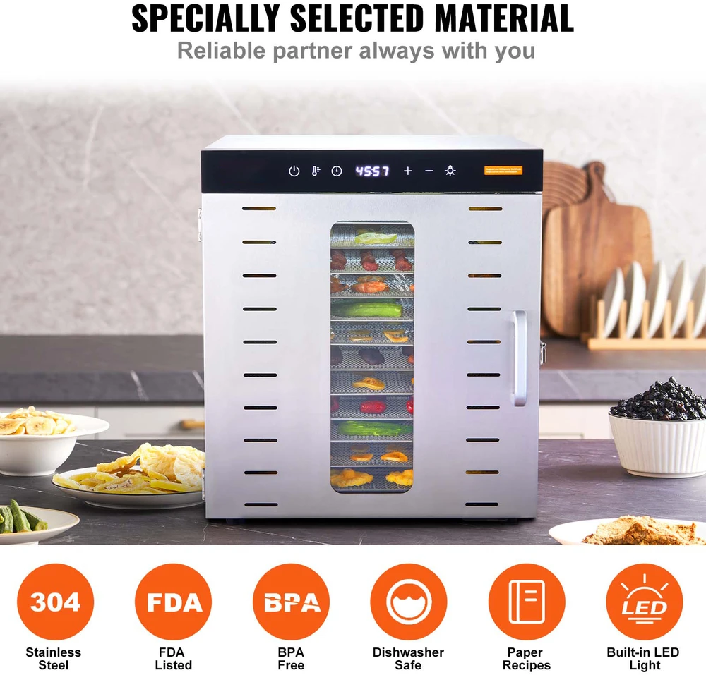 VEVOR 10 padėklų maisto džiovintuvas 1000W