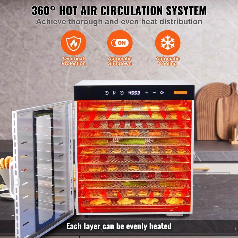 VEVOR 10 padėklų maisto džiovintuvas 1000W