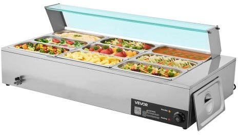 VEVOR Maistiniams produktams šildytuvas 1500W su stikline danga, 9 padėklai