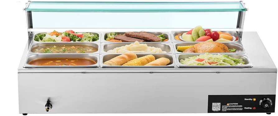 VEVOR Maistiniams produktams šildytuvas 1500W su stikline danga, 9 padėklai