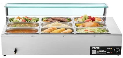 VEVOR Maistiniams produktams šildytuvas 1500W su stikline danga, 9 padėklai