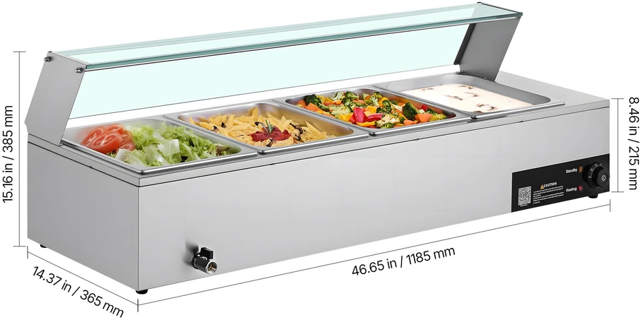 VEVOR Elektrinis maisto šildytuvas su 4 indais