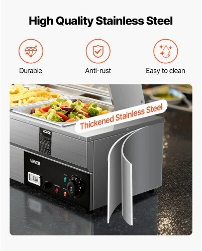 VEVOR Elektrinis maisto šildytuvas su stiklo skydeliu
