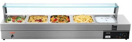 VEVOR Elektrinis maisto šildytuvas su stiklo skydeliu