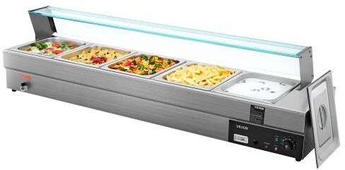 VEVOR Elektrinis maisto šildytuvas su stiklo skydeliu