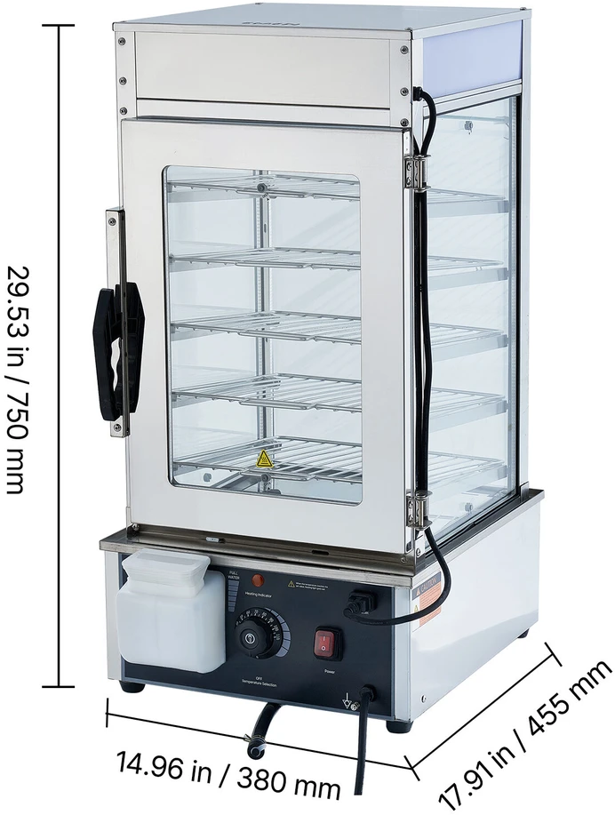 VEVOR 5 aukštų maisto šildymo vitrina su LED