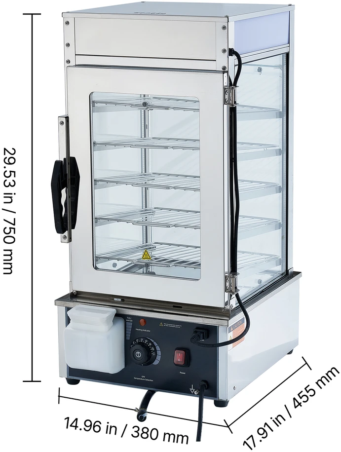 VEVOR 5 aukštų maisto šildymo vitrina su LED