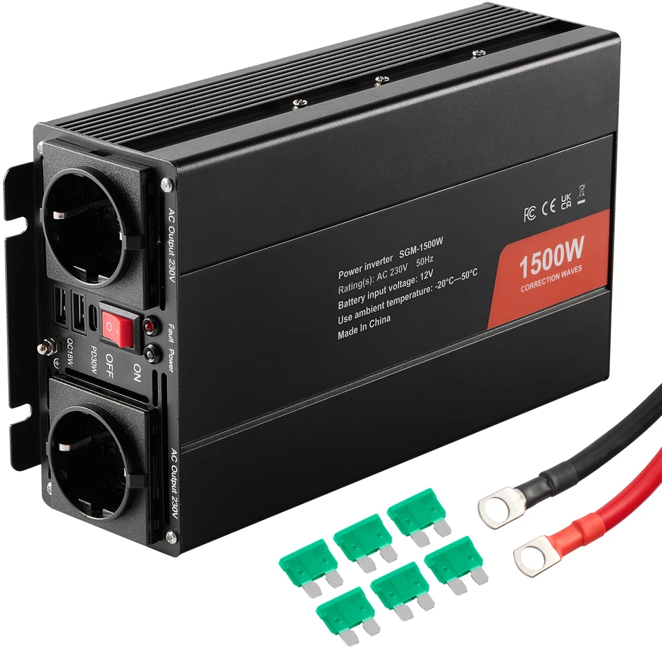 VEVOR Modifikuotas sinusinis keitiklis 1500W 12V į 230V