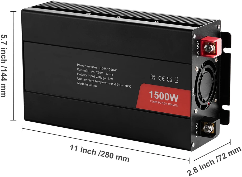 VEVOR Modifikuotas sinusinis keitiklis 1500W 12V į 230V