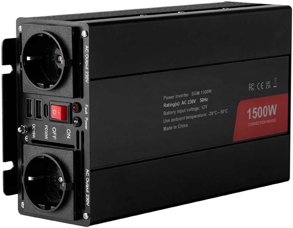 VEVOR Modifikuotas sinusinis keitiklis 1500W 12V į 230V