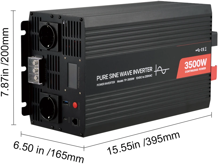 VEVOR 3500W galios keitiklis, 12V DC iki 230V AC