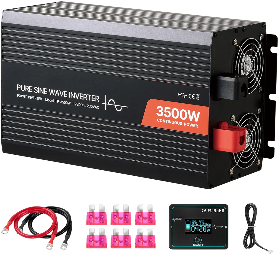 VEVOR 3500W galios keitiklis, 12V DC iki 230V AC