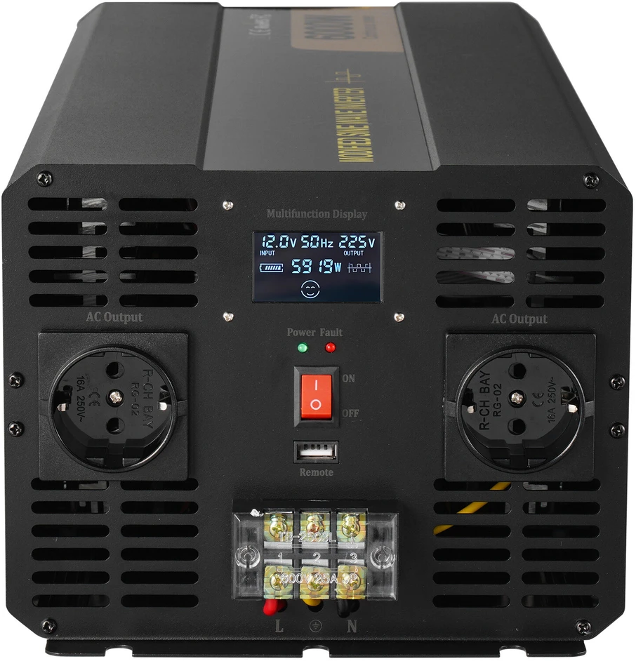 VEVOR Keitiklis 6000W 12V į 230V su LCD ekranu