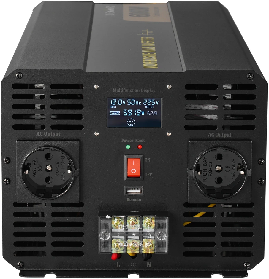 VEVOR Keitiklis 6000W 12V į 230V su LCD ekranu