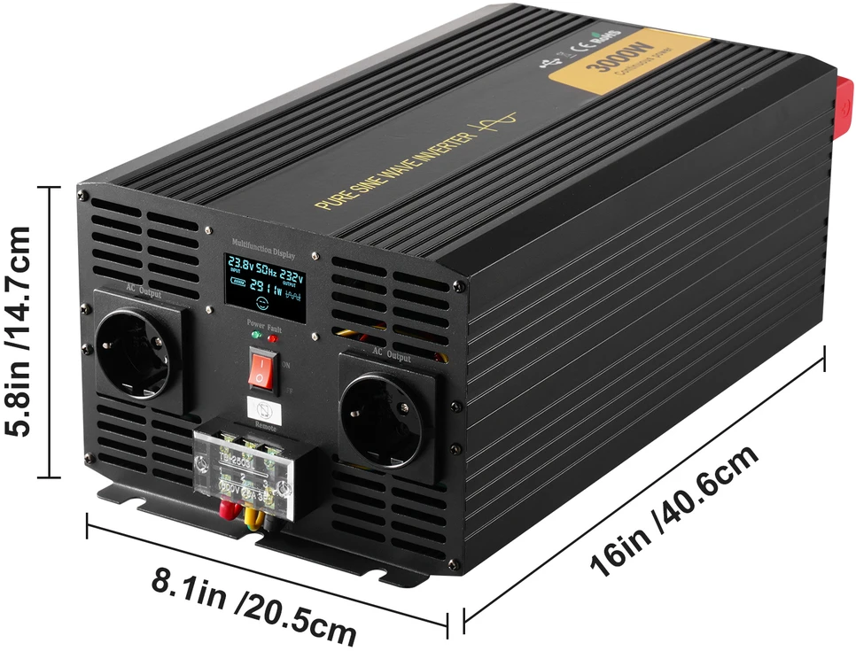 VEVOR Švarios sinusinės bangos inverteris 3000W