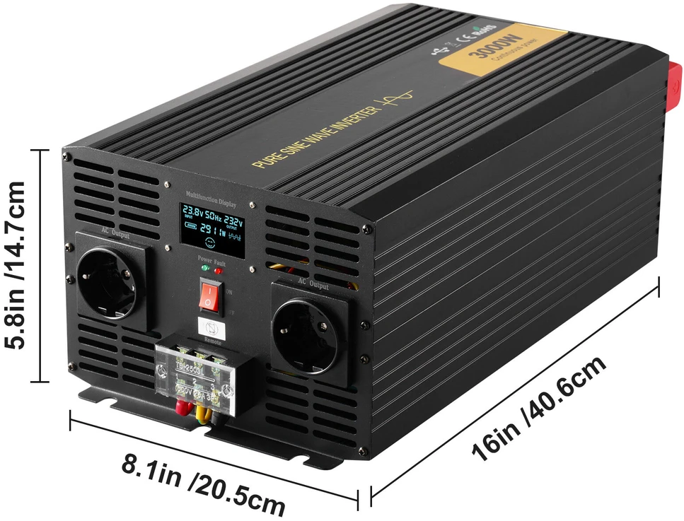 VEVOR Švarios sinusinės bangos inverteris 3000W