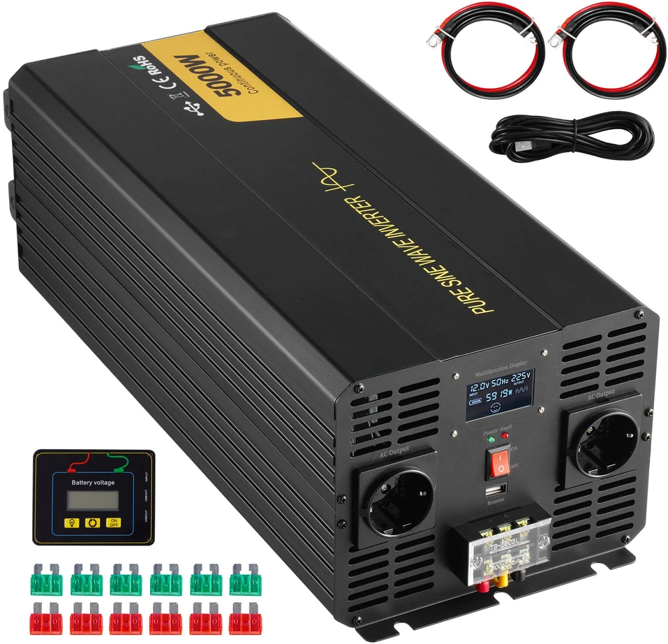 VEVOR Pure sinusoides keitiklis 5000W 12V į 230V LCD