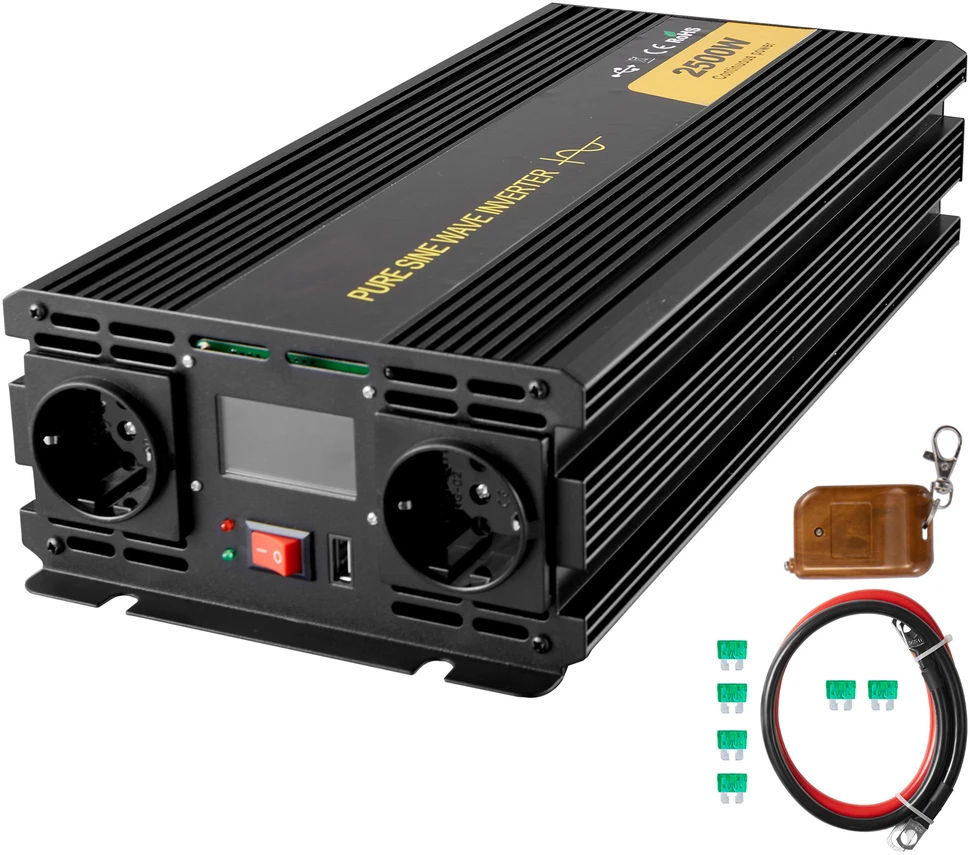 VEVOR Grynos sinusinės bangos keitiklis 2500W, USB