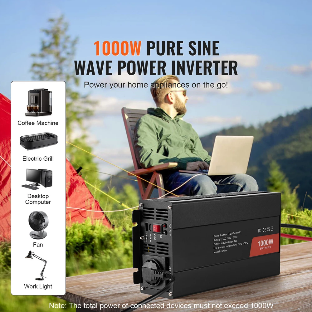VEVOR 1000W grynasis sinusinės bangos inverteris