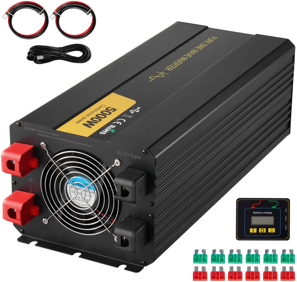 VEVOR Pure sinusoides keitiklis 5000W 12V į 230V LCD