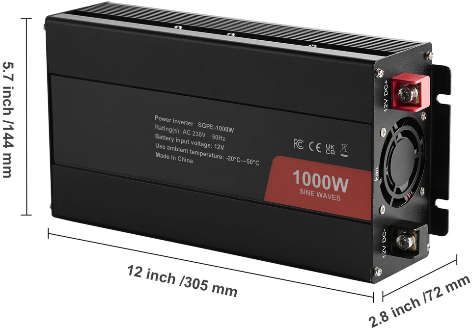 VEVOR 1000W grynasis sinusinės bangos inverteris