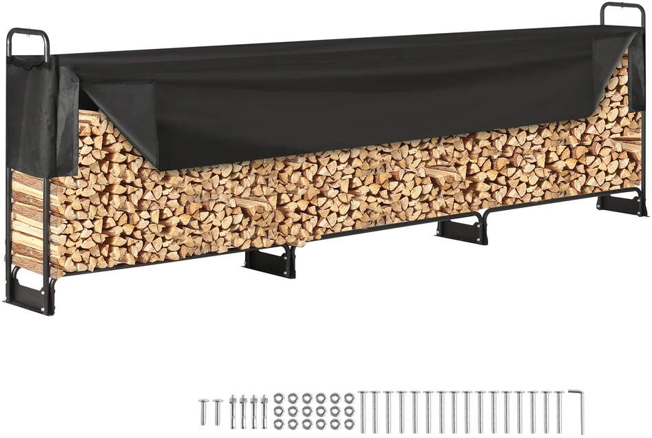 VEVOR Lauko malkų stovas su uždangalu 386 cm