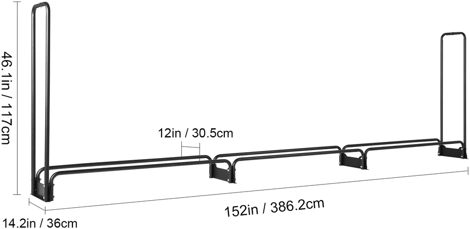 VEVOR Lauko malkų stovas su uždangalu 386 cm