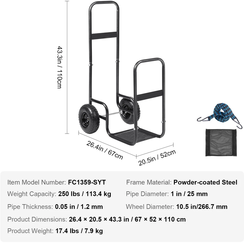 VEVOR Malkų vežimėlis su 113.4kg apkrova