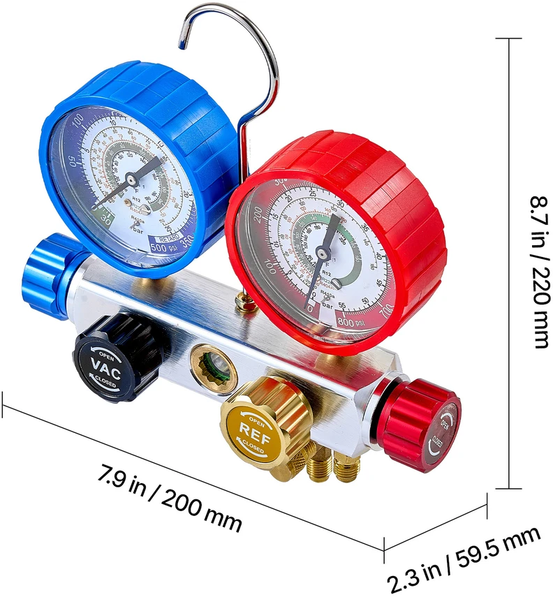 VEVOR oro kondicionierių mašinų manometrų rinkinys R22 R404A R410A R12