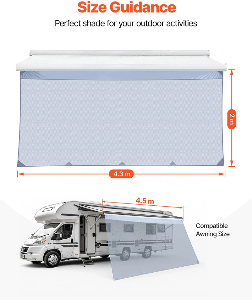 VEVOR RV tentinė saulės užuolaida 2 x 4,3 m