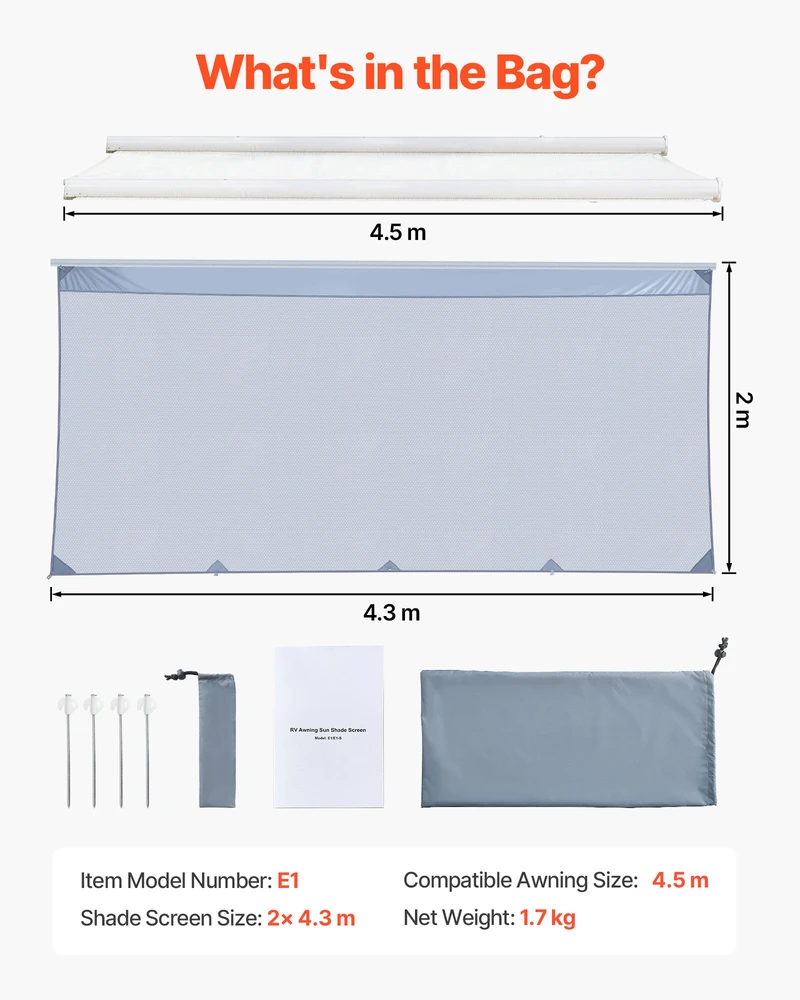 VEVOR RV tentinė saulės užuolaida 2 x 4,3 m