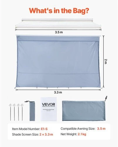 VEVOR RV markizės saulės uždanga, 2 x 3.3 m